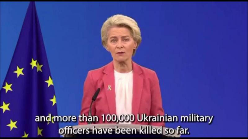 Samocenzura predsednice Evropske komisije: Izbrisali stavek o več kot 100.000 ubitih častnikih ukrajinske vojske!