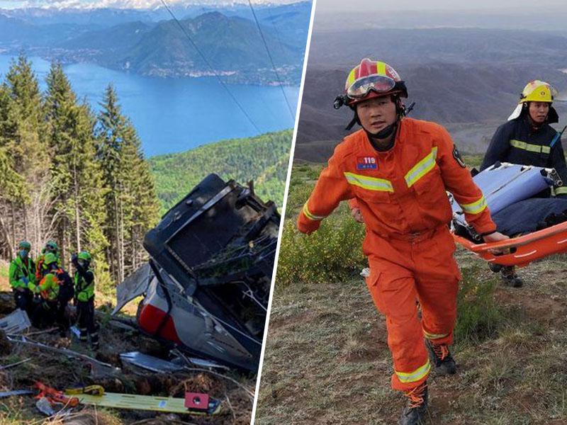 Nesrečen vikend: 21 maratoncev umrlo zaradi vremena na Kitajskem, 13 mrtvih v padcu gondole v Italiji
