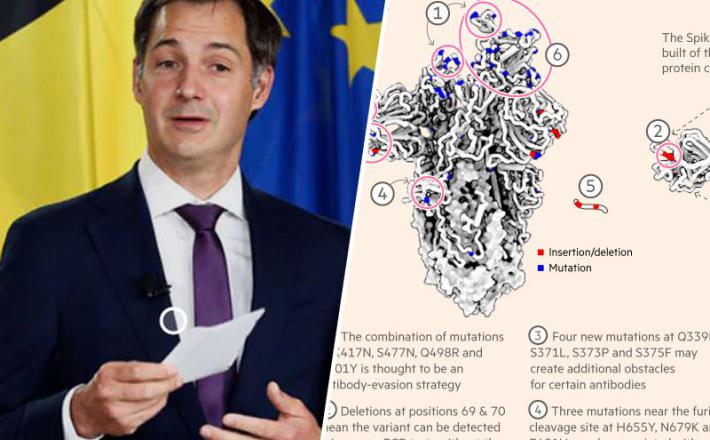 Belgijski premier in mutacije v vrhu virusa  Vir: Twitter