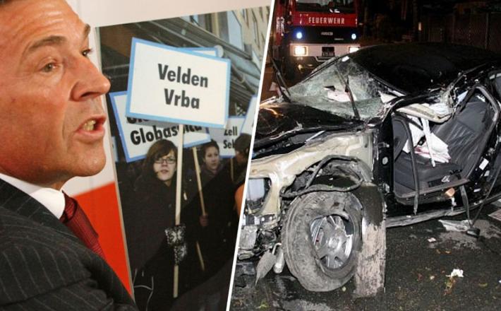 Haider in njegov v nesreči poškodovan avto