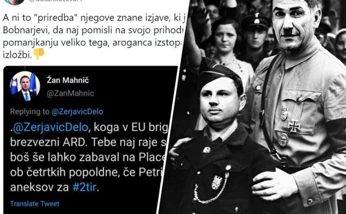 Mahnič in Janša: vajenec in učitelj pritiskov na medije Vir: Twitter, Mikstone