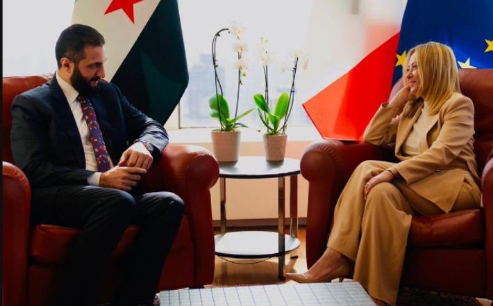 Al Džolani in Giorgia Meloni  Vir:X