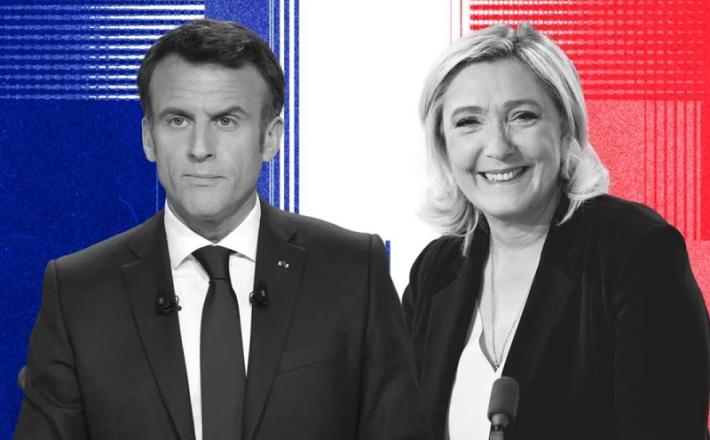 Emmanuel Macron in Marine le Pen