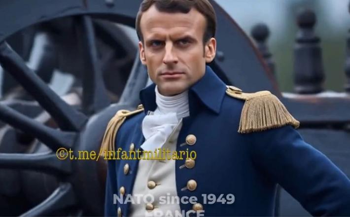 Macron v propagandnem filmu NATO - kot Napoleon? Bo tudi končal - enako?