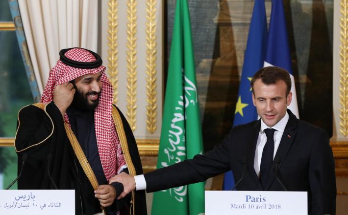 Emmanuel Macron in Mohamed bin Salman, Pariz, april 2018  Vir:Pixell