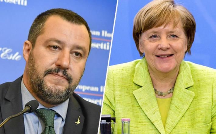 Matteo Salvini in Angela Merkel