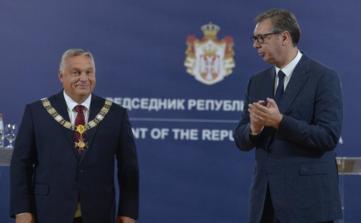 Viktor Orbán in Aleksandar Vučić. Vir: Zajem zaslona, Twitter