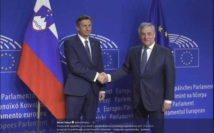 Borut Pahor in Antonio Tajani    Vir: Urad PR