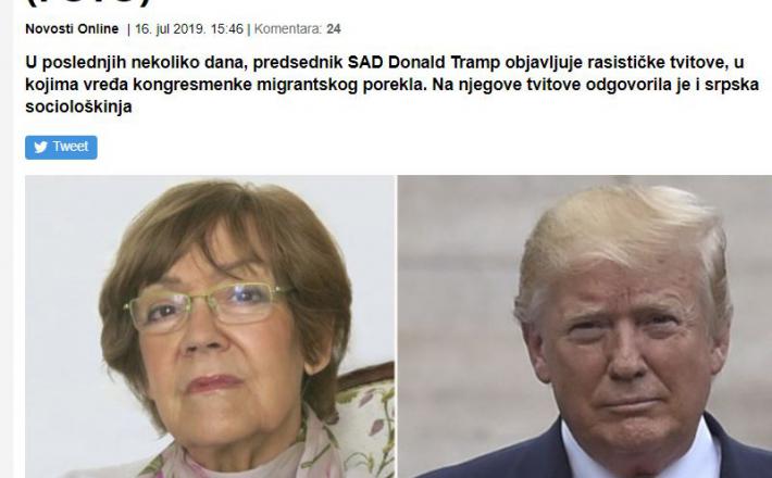 Vesna Pešić in Donald Trump  