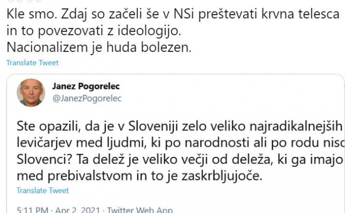 Rasističen tvit Janeza Pogorelca