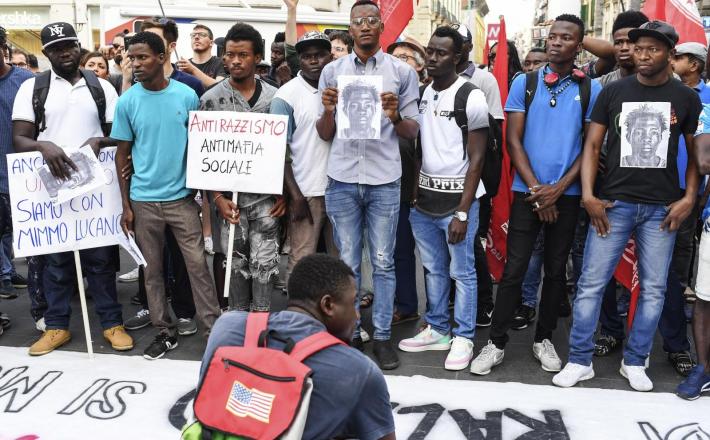 Protesti migrantov, Neapelj, Italija, junij 2018