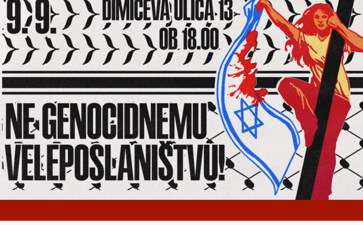Poziv študentskega društva Iskra: V odziv na vse tesnejšo kolaboracijo Slovenije z genocidno tvorbo bomo protestirali na dan odprtja izraelskega veleposlaništva! Vir: Posnetek zaslona