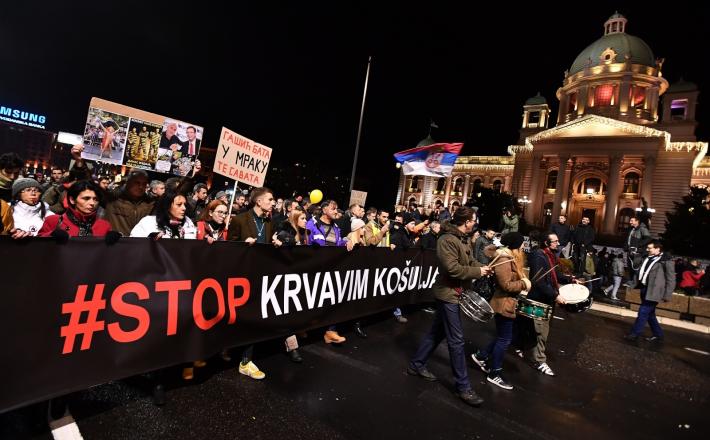 Protest v Beogradu    Vir: Pixsell