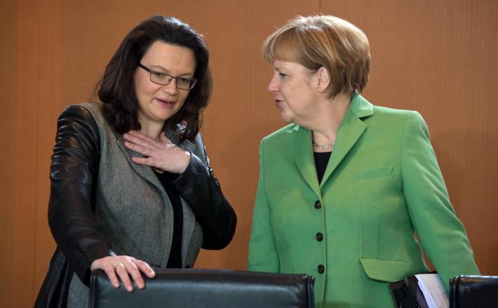 Andrea Nahles in Angela Merkel Vir:Pixell