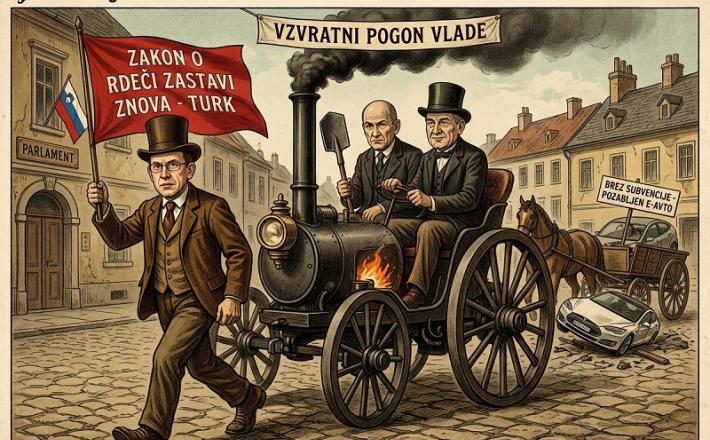Zakon o rdeči zastavi po slovensko, ilustracija AI
