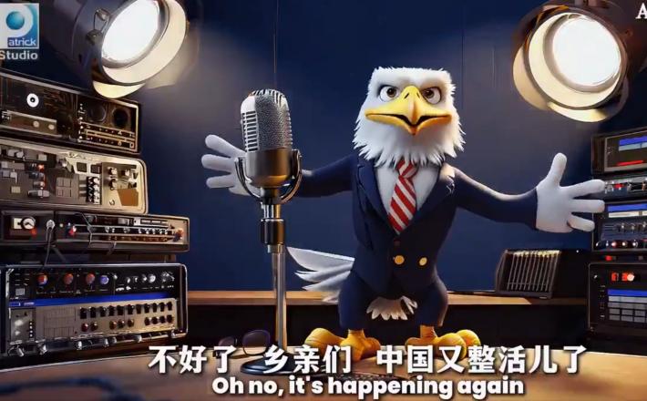 Ameriški orel je šokiran nad napredkom Kitajske....Vir: X, posnetek zaslona