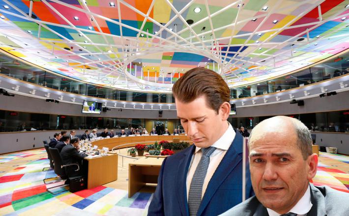 Poražena zaveznika: Janša in Kurz pred Svetom EU