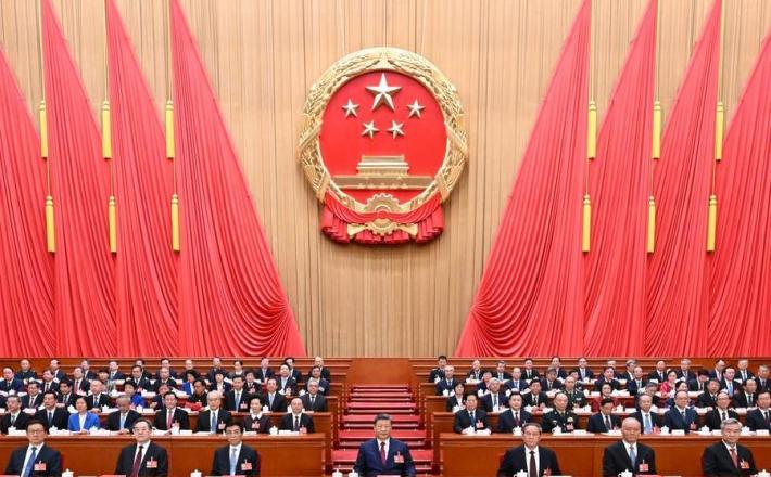 Xi Jinping, Li Qiang, Wang Huning, Cai Qi, Ding Xuexiang, Li Xi Han Zheng... (Xinhua/Xie Huanchi)