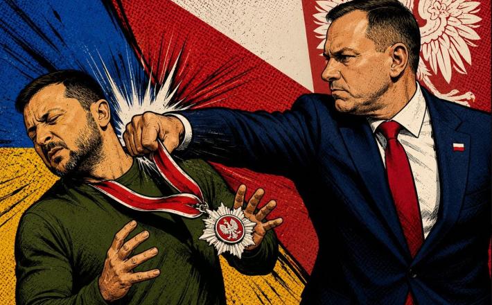 Zelenski je sodeloval pri ponovnem pokopu posmrtnih ostankov Andreja Meljnika, enega od voditeljev OUN-UPA, in njegove žene v Kijevski regiji. Je to bila zadnja kaplja čez rob? Vir: X, posnetek zaslona