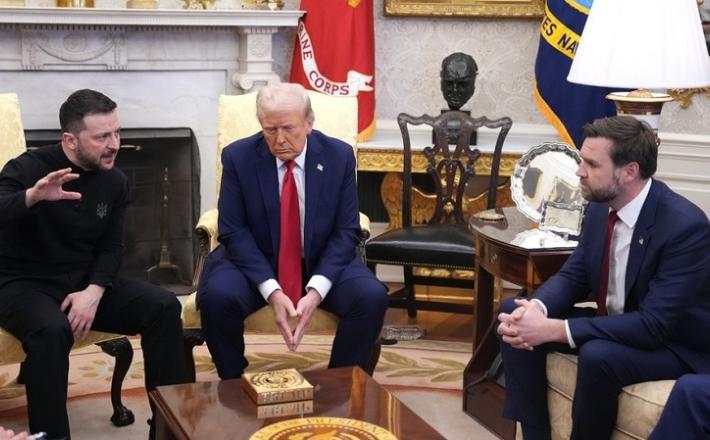 Zelenski med razpravo z Trumpom in Vanceom  Vir: X, posnetek zaslona