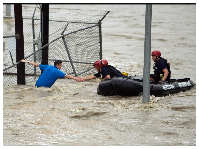 Trump pomaga/reševanje v Austinu - originalna fotografija