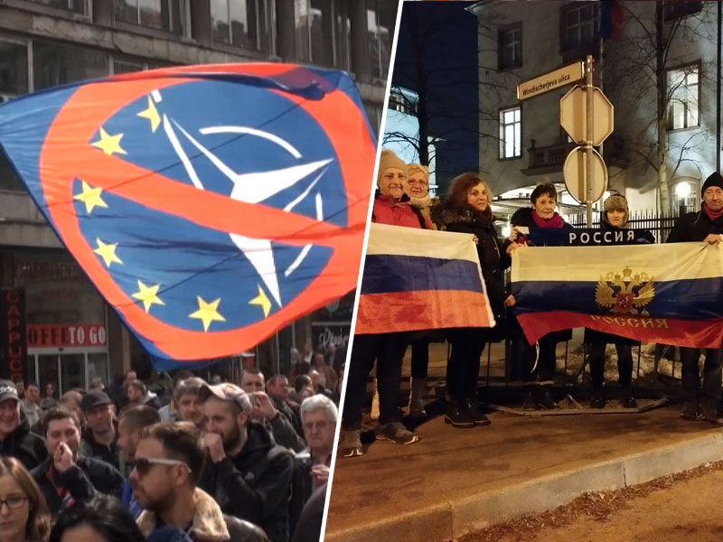 Demonstracije proti Natu in v podporo Rusiji Vir: X