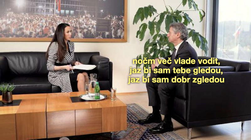 Tina Gaber in Robert Golob med "intervjujem" Vir: POP TV, posnetek zaslona