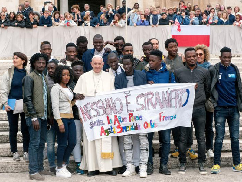 Papež in migranti Vir: Pixell