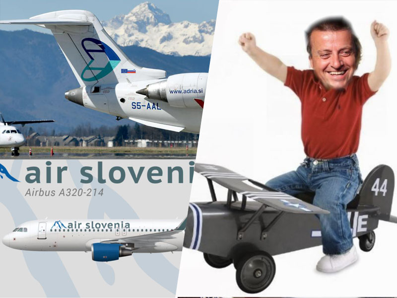 Joc Pečečnik je že od nekdaj sanjal o svoji letalski družbi: fotomontaža Insajder.com