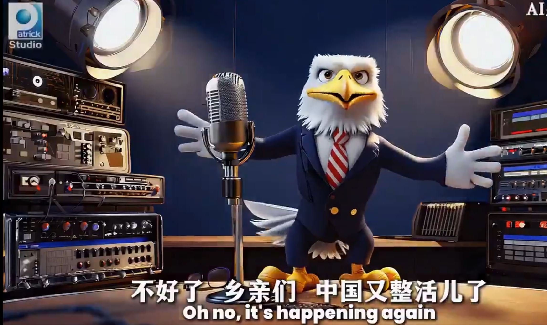 Ameriški orel je šokiran nad napredkom Kitajske....Vir: X, posnetek zaslona