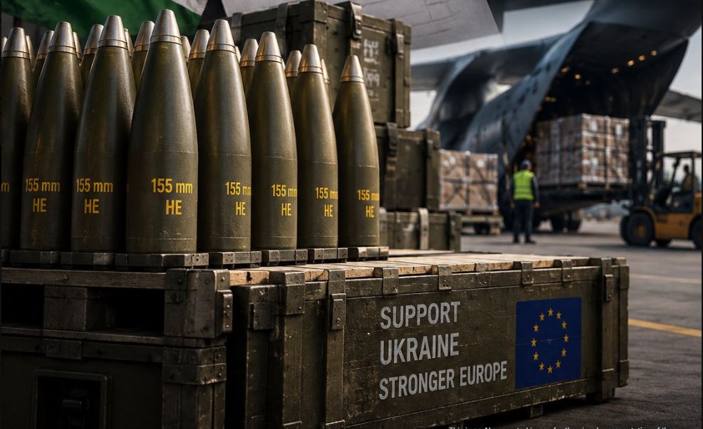 TTopniško strelivo kalibra 155 mm naj bi za kijevski režim proizvajalo fantomsko podjetje v Italiji, ki je v lasti slamnate korporacije iz Indije. Talin je na koncu ostal tako brez denarja kot granat, plačanih z denarjem evropskih davkoplačevalcev, tudi slovenskih. Vir: Posnetek zaslona, UI