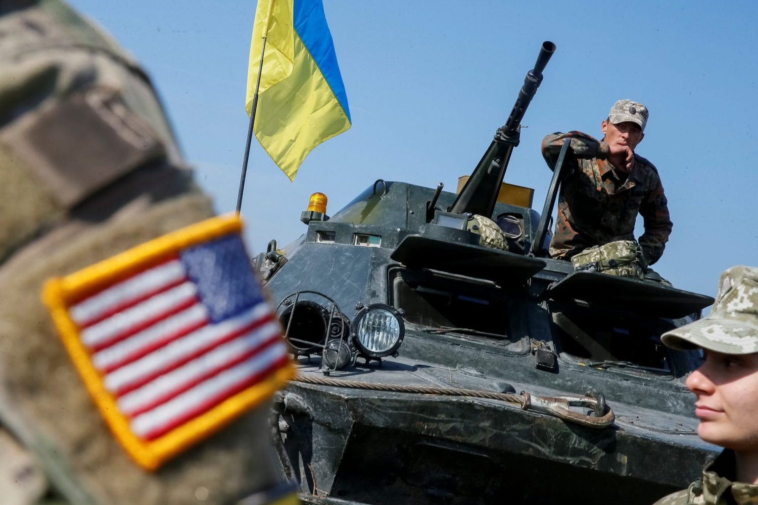 Ukrajinski vojaki in vojaki ZDA  Vir:Telegram