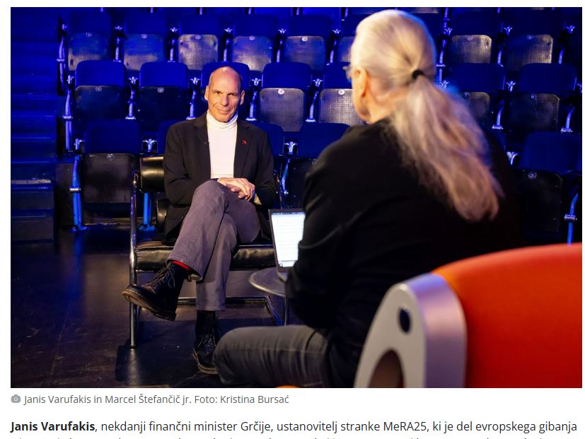 Varoufakis in Marcel. Vir: RTV SLO, posnetek zaslona Varufakis in Marcel Vir: RTV SLO, posnetek zaslona