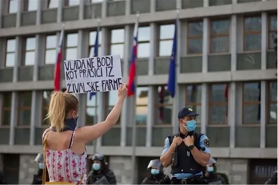 S preteklih protestov v Ljubljani: Vir: Transparency International, posnetek zaslona