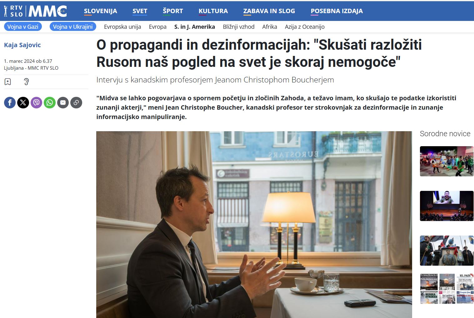 Propaganda britanskega diplomata Vir: Posnetek zaslona