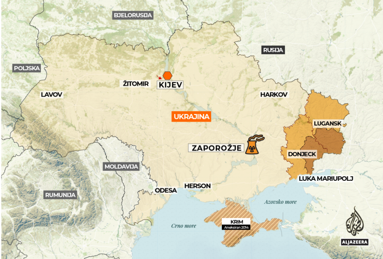 NE Zaporožje v Ukrajini  Vir: Al Jazeera